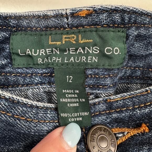 Ralph Lauren Jeans Co Denim Skirt Vintage Y2K Back Cinch Buckle 12 Equestrian - Picture 6 of 10